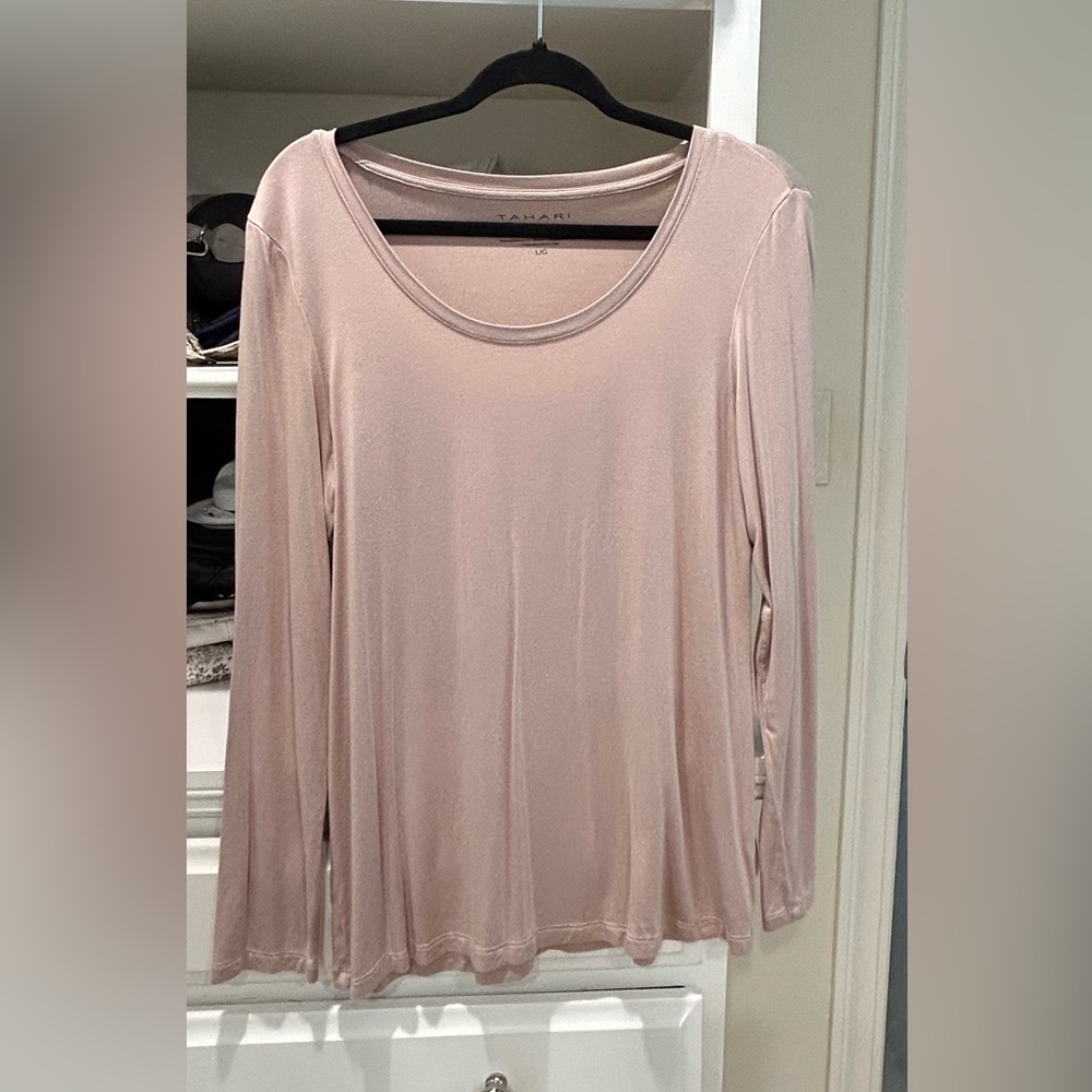 Tahari Camel color Fitted Long Sleeve Blouse